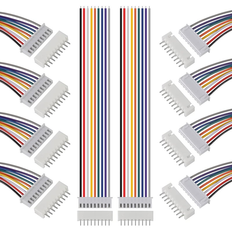 ACEIRMC 10Pairs JST-XH Connector Kit, XH 2.54mm 9 Pin Header Male and Female Connectors Plug Adapter with Flat Wire Cable 200mm 26AWG Compatible with JST XH (9P) - Image 1